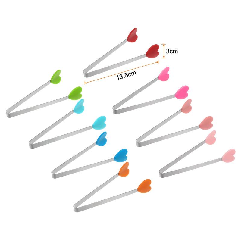 8pcs Mini Food Tongs Hand Shape Stainless Steel with Silicon Tips - 13.5cm