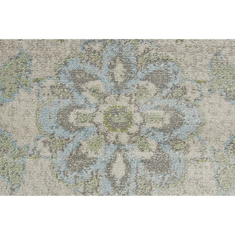 Alessandria Ornamental Floral, Turquoise Blue/Mint, Area Rug