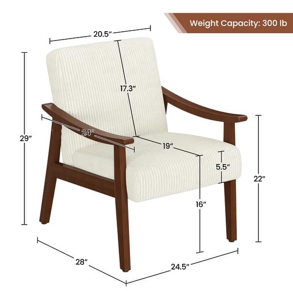 Yaheetech Mid-Century Upholstered Corduroy Fabric Armchair for Living Room, Bedroom
