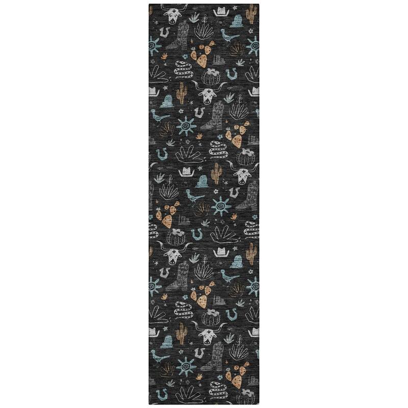 Machine Washable Indoor/ Outdoor Cowboy Ranch Chantille Rug