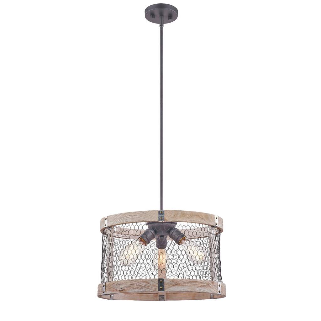 Rustic Oak Wood Pendant Light without Bulb - N/A