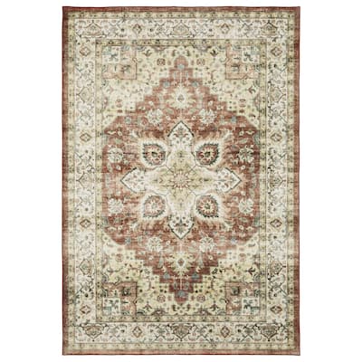 Vista Home Sunderland Vintage Medallion Machine Washable Area Rug Mat