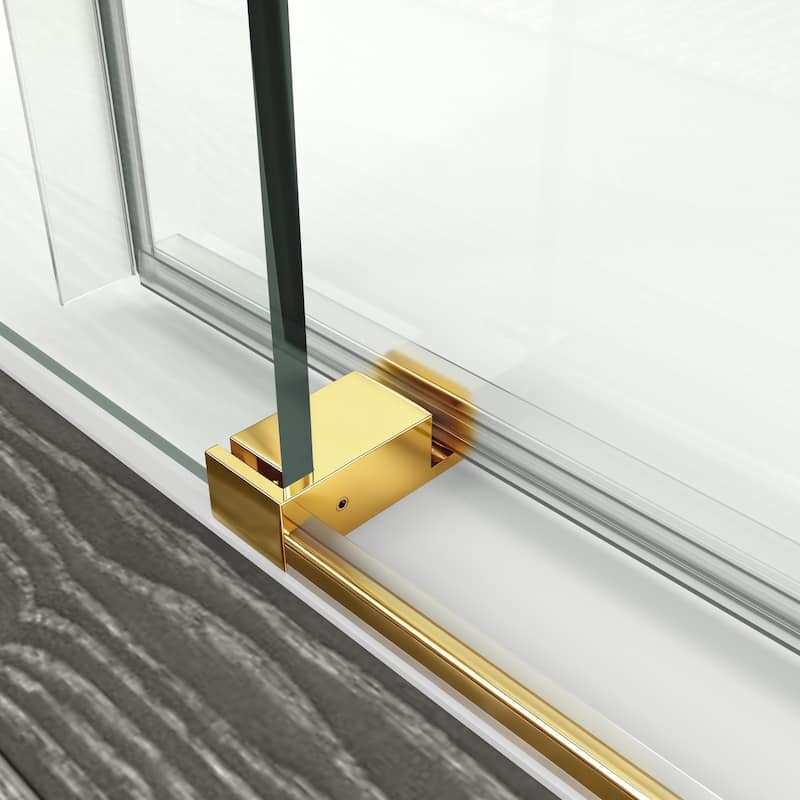 ABRUZZO 56-60" W x 76" H Frameless Soft-Closing Single Sliding Shower Door 1/4" (6mm) Explosion-Proof Tempered Glass