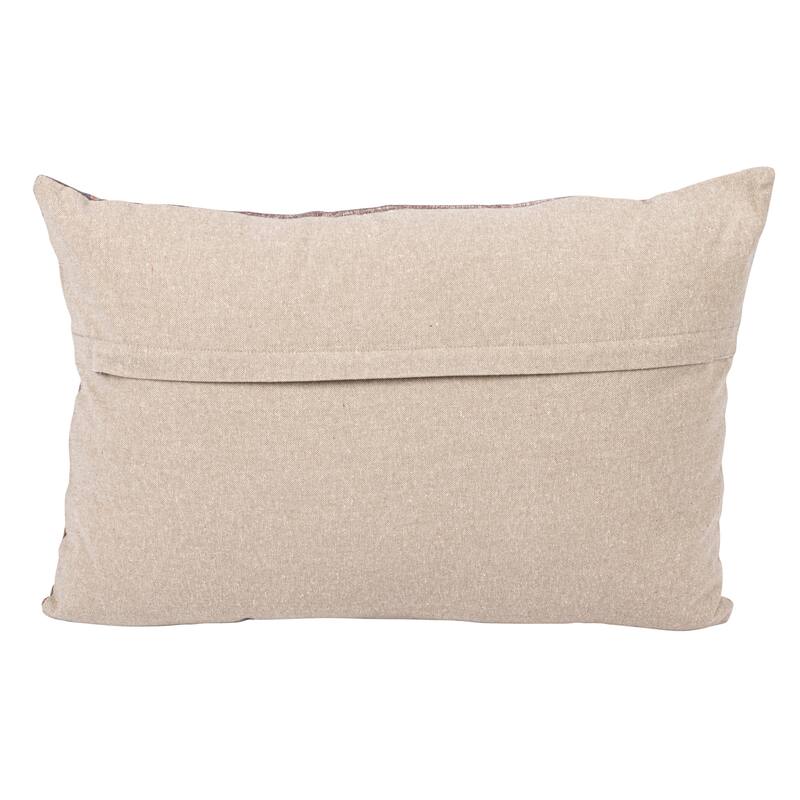 Cotton Lumbar Pillow with Pattern and Chambray Back
