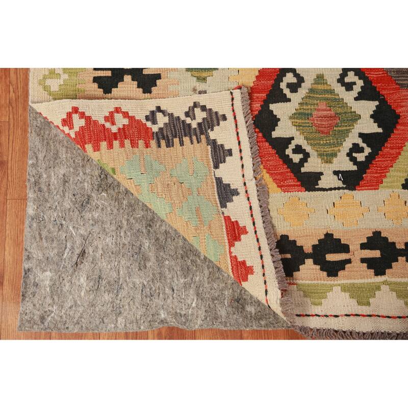 Geometric Kilim Oriental Area Rug Hand-Woven Tribal Wool Carpet - 8'0"x 11'3"