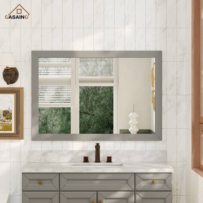 CASAINC 48in Solid Wood Framed Mirror in Multiple Color Frames