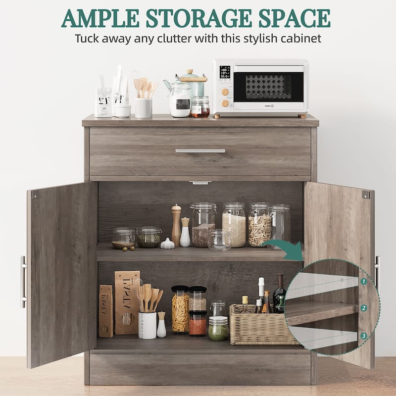 Multifunctional 2-Door Storage Cabinet with Drawer – Kitchen Pantry Organizer, TV Stand