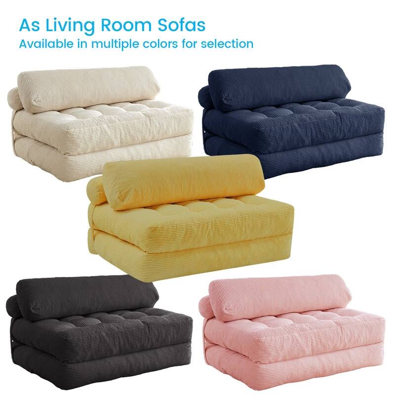 Mixoy W32''/W50'' Corded Velvet Fabric Folding Floor Lazy Futon Sofa Bed