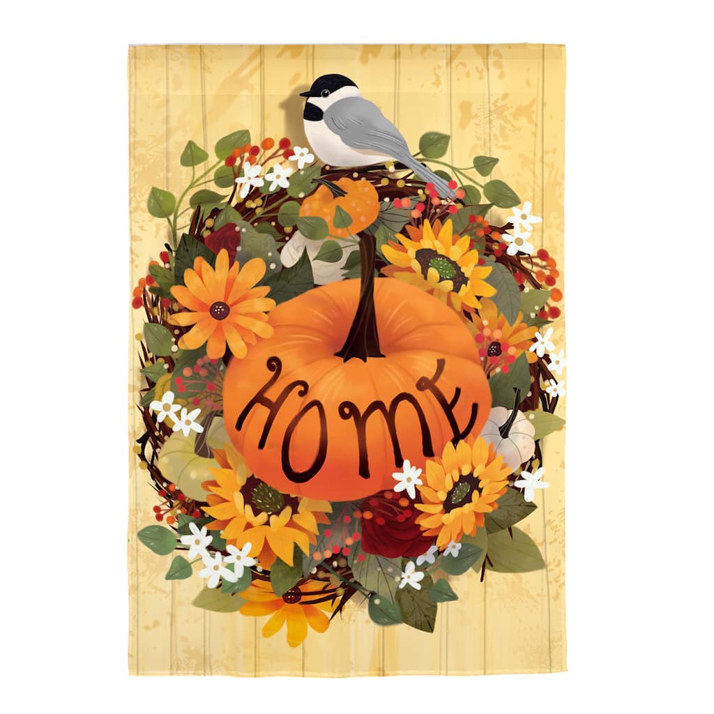 Pumpkin Wreath Moire Garden Flag
