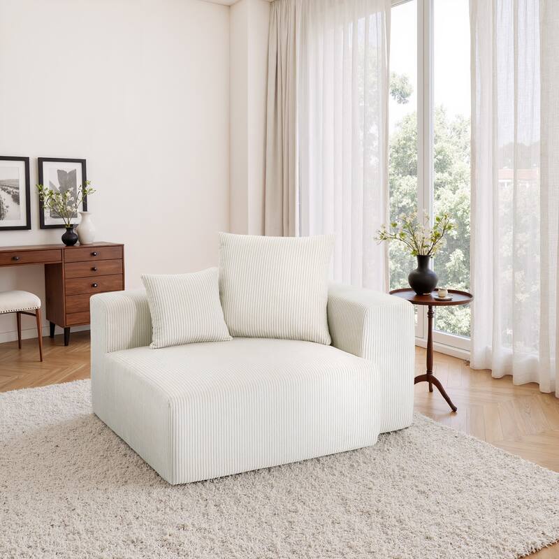 51"W Oversized Modular No Assembly Corduroy Accent Corner Chair