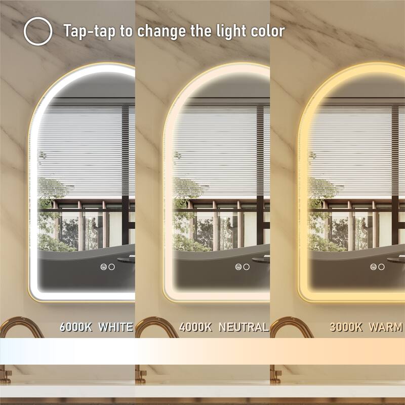 24/28''W X 36''H Wall Mounted Bathroom Framed LED Mirror With Memory Function,Anti-fog,Dimmable