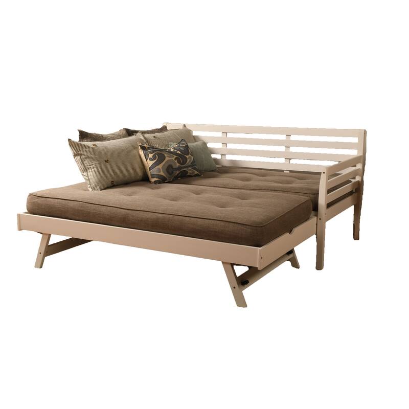 Somette Boho Daybed and Pop Up Bed in White with Mattresses