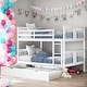 preview thumbnail 1 of 7, Full over Full Bunk Bed with Twin Size Trundle and Ladder for Bedroom