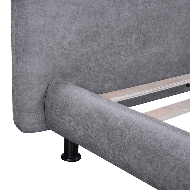 Queen Size Platform Bed with Two Large Headrests