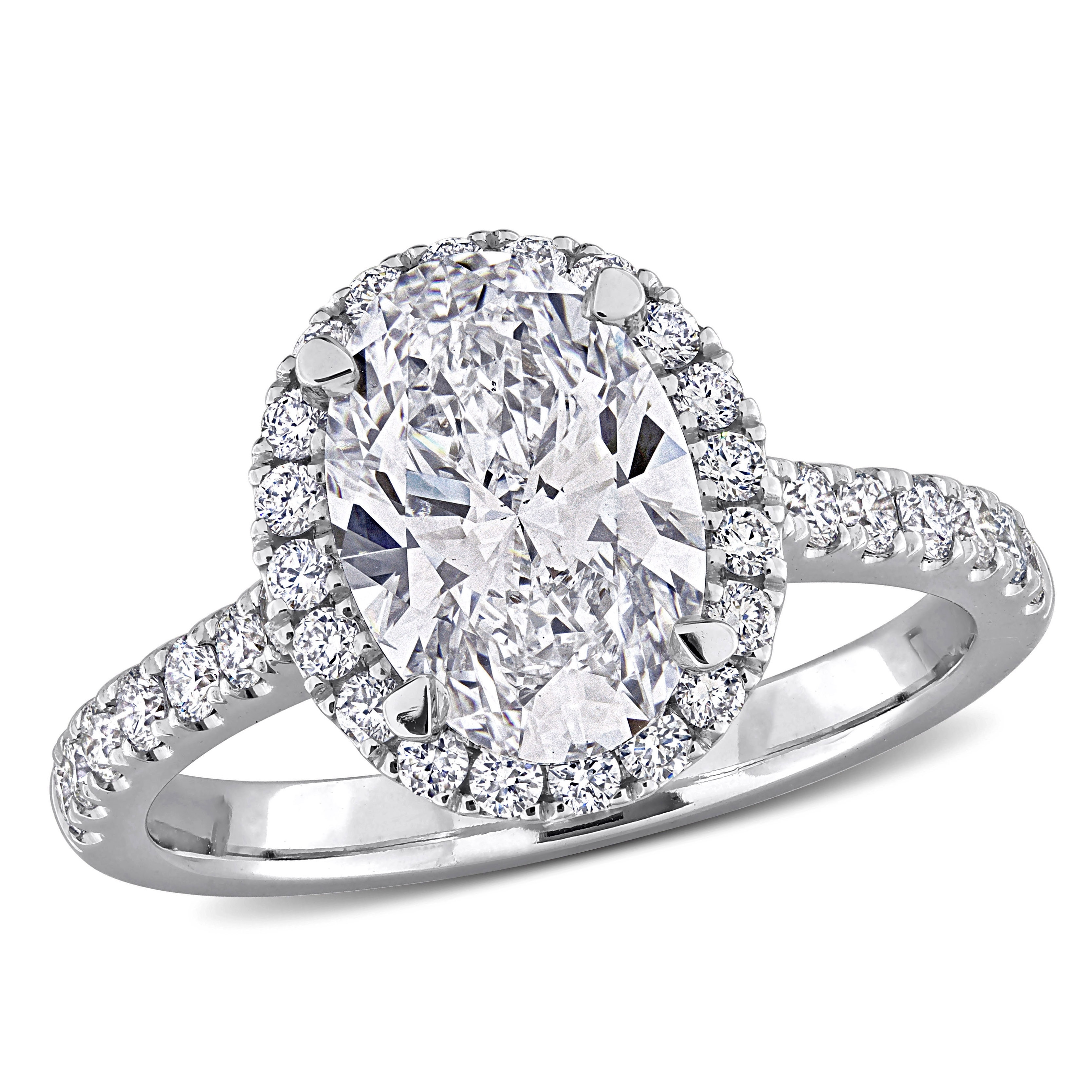 Miadora 2 3/5 Oval Round-Cut Lab-Grown Diamond Halo Engagement Ring in 14k White Gold