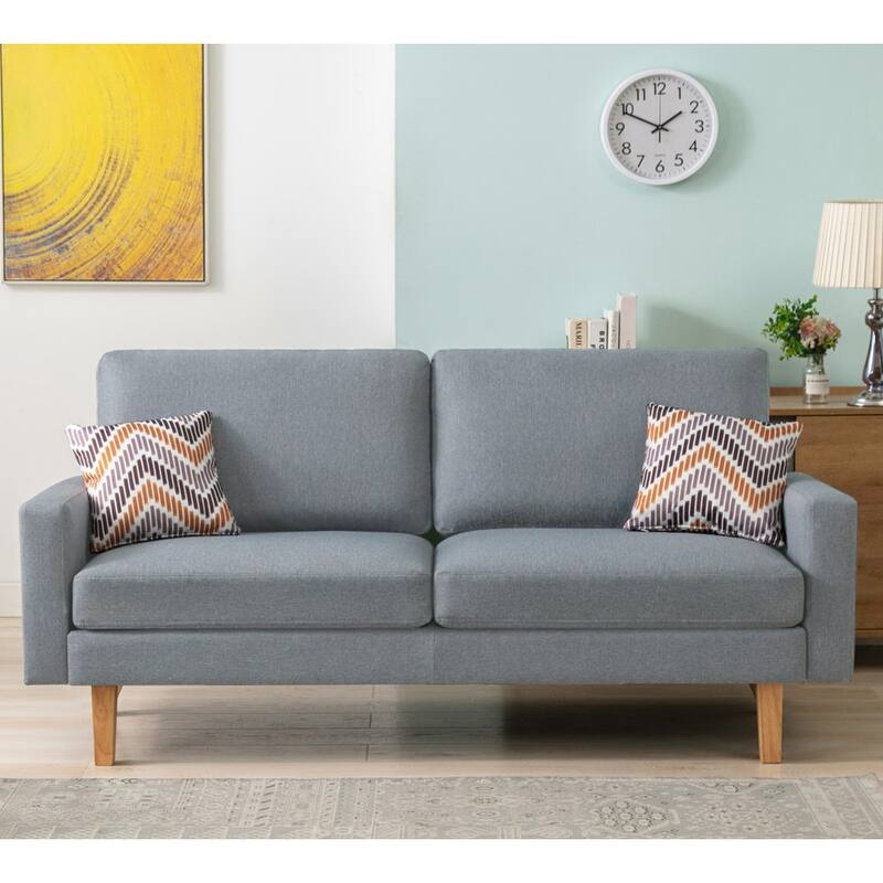 Linen Sofa and 2 Chairs with 2 Throw Pillows
