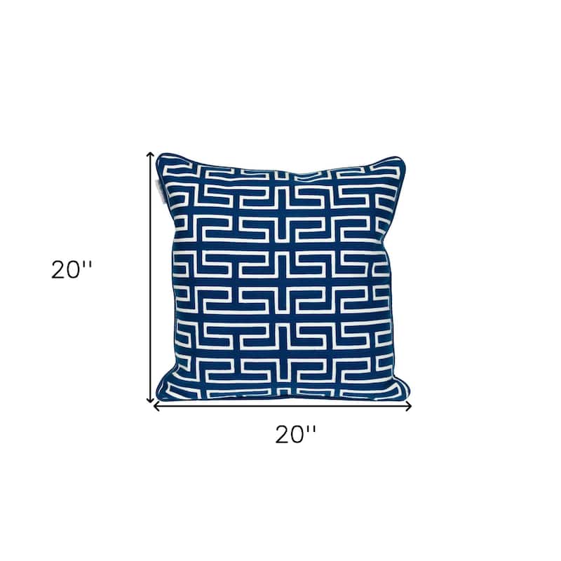 HomeRoots 20" Blue Geometric Cotton Throw Pillow