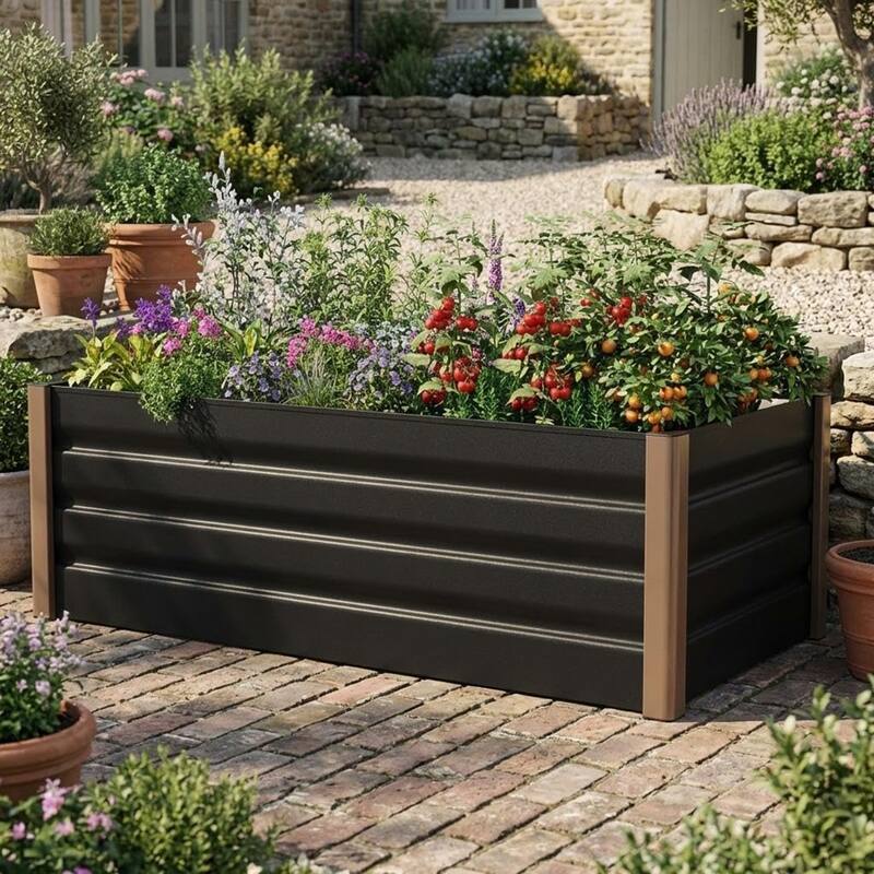 8 x 3.5 x 1.5 Ft Aluminum Raised Garden Bed Commercial Planter Box Kit with Safety Corners and Open-Bottom Design Gray - 6.5 x 2.5 x 1.5 Ft