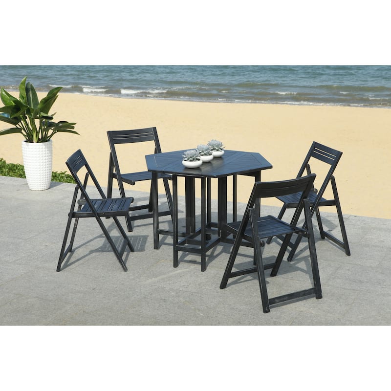SAFAVIEH Kateryna Acacia Wood 5 Piece Outdoor Dining Table Set - 41Wx41Dx30H