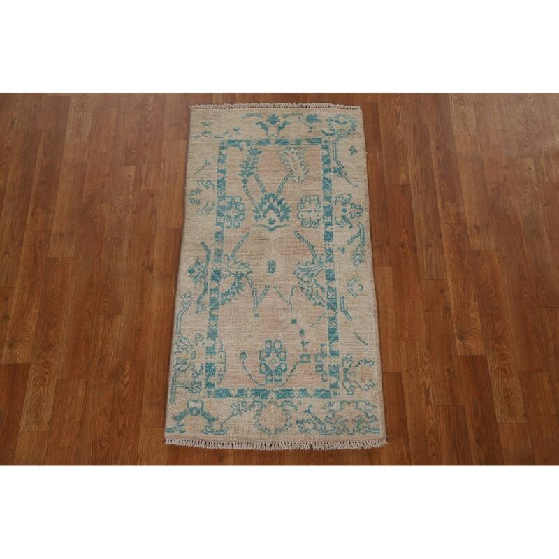 Muted Traditional Oushak Turkish Oriental Wool Rug Hand-knotted Carpet - 2'0" x 3'10"