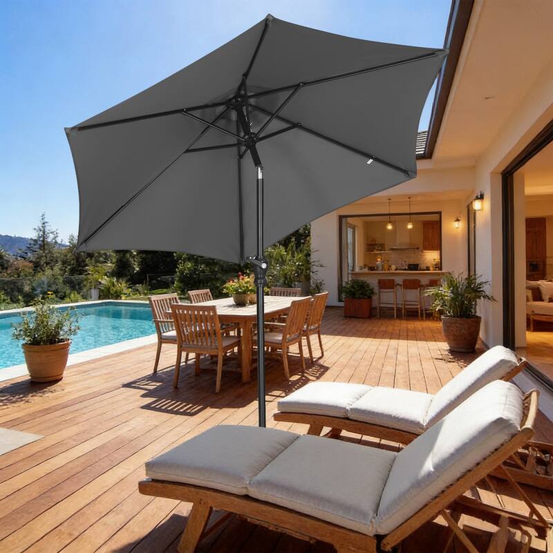 Ainfox 7.5ft Patio Umbrella Push Button Tilt Outdoor Market Umbrella Without Base - Grey