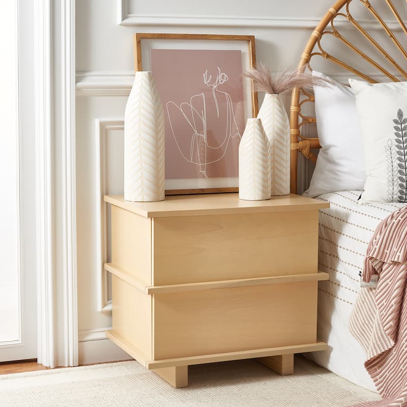 SAFAVIEH Moesha 2-Drawer Nightstand - White Wash