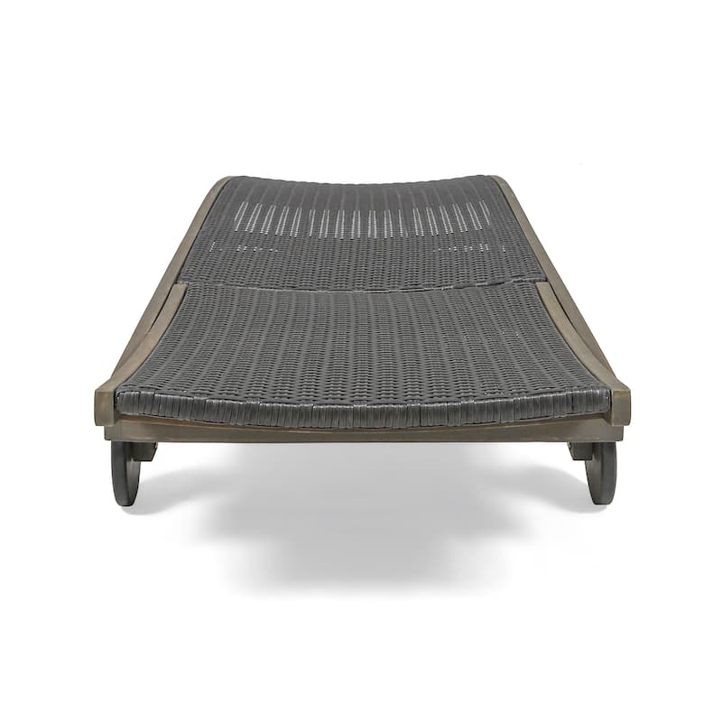 Banzai Outdoor Wicker and Wood Chaise Lounge (Set of 4) by Christopher Knight Home