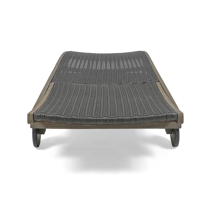 Banzai Outdoor Wicker and Wood Chaise Lounge (Set of 4) by Christopher Knight Home