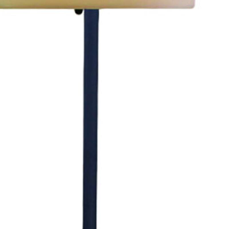 Black and White Steel Floor Lamp with Bowl Fabric Shade and Push Switch - 13" X 12" X 60" (D x W x H)