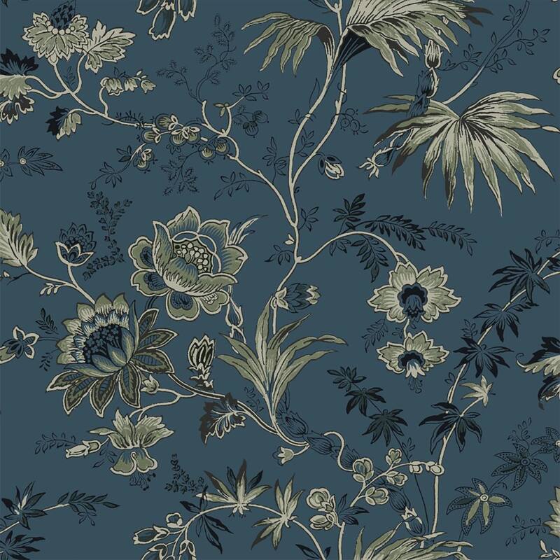 Juliet Blue Decorative Jacobean Wallpaper