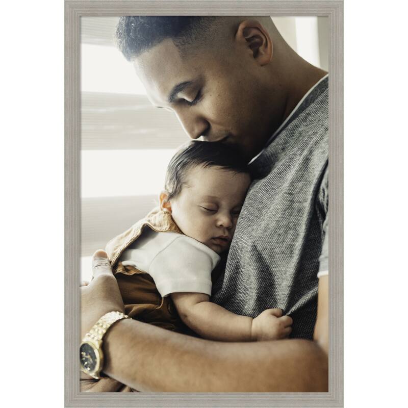 Woodgrain Stripe Blonde Framed Picture Frame, Photo Frame - 20x30 - Woodgrain Stripe Grey