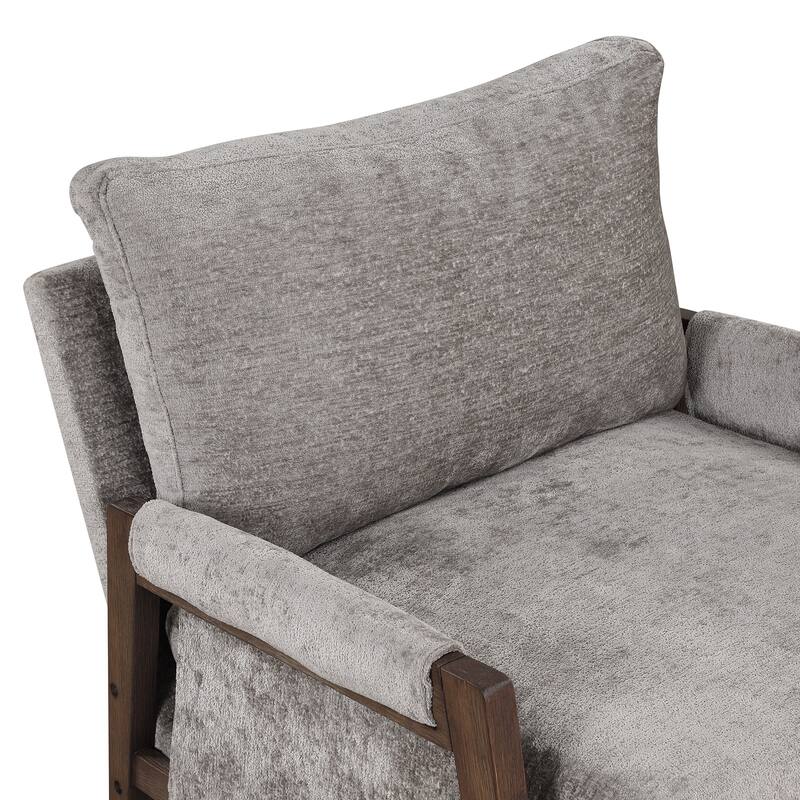 Mid-Century Modern 30.2" Velvet Arm Chair with Solid Wood and Thick Seat Cushion for Living Room