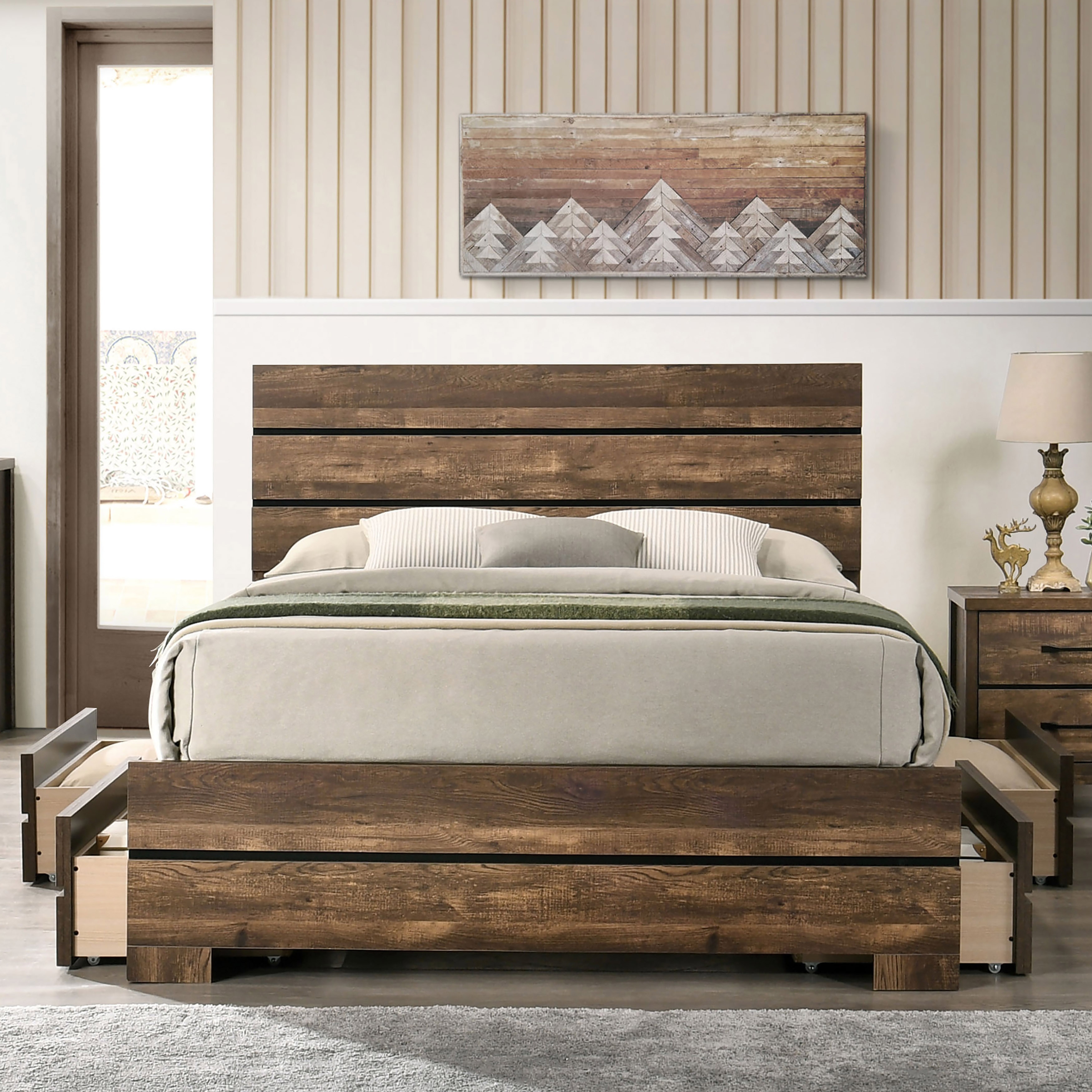 Rustic platform clearance king bed