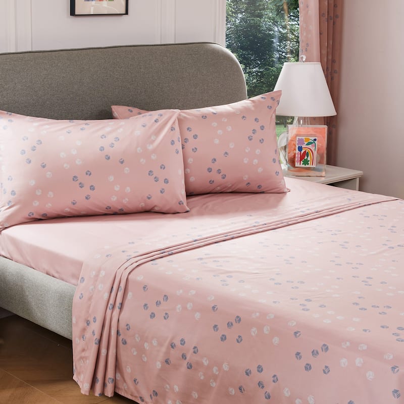 Deconovo Recycled Pillowcases Flat Sheet & Fitted Sheet 4 Pieces