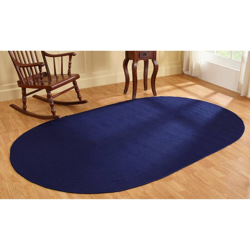 Better Trends Alpine Braid 100% Polypropylene Stain-resistant & Double-Sided Reversible Durable Indoor Area Utility Rug - 88" x 112" Oval - Navy Solid