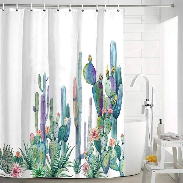 Tropical Cactus Shower Curtains with 12 Hooks 70"x69" - Multi-color - Bed  Bath & Beyond - 29175781