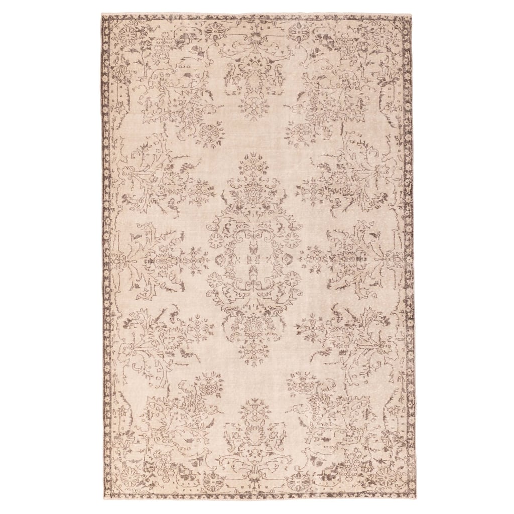 ECARPETGALLERY Hand-knotted Melis Vintage Ivory Wool Rug - 6'0 x 9'3
