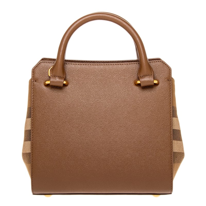 Burberry Mini Banwell House Check and Leather Tote Bag