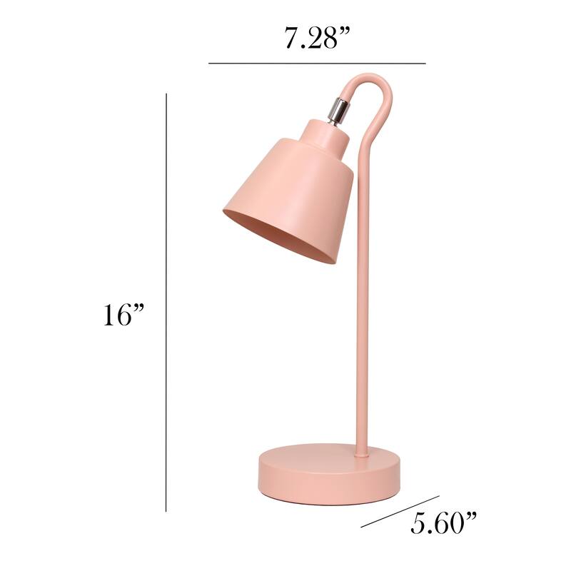 Metal Desk Lamp with Looped Arm and Adjustable Cone Shade