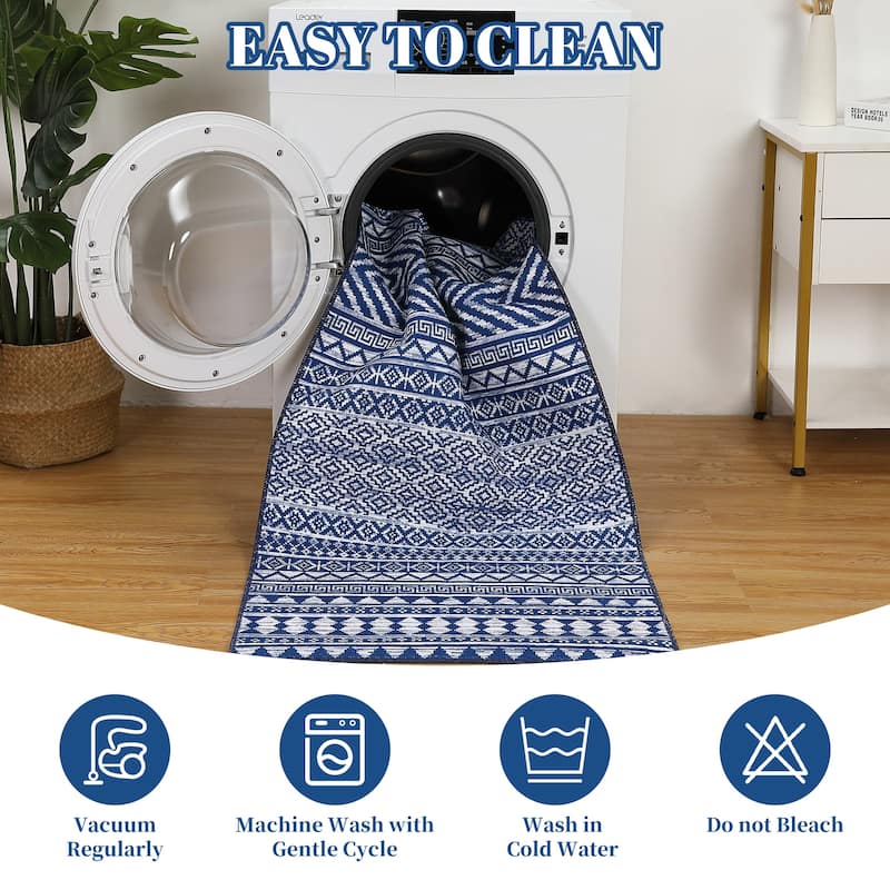 Garvee Moroccan Geometric Machine Washable Area Rug