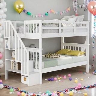 Stairway Twin-Over-Twin Bunk Bed with Storage & Guard Rail for Bedroom,Sophisticated & Practical Muti-Functional Bunk Bed
