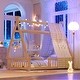 preview thumbnail 15 of 13, Twin Size House Tent Bed Guardrail, Kids House Bed with Fence and Roof