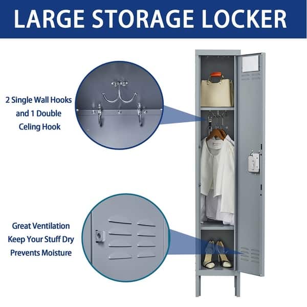 SUPEER 1 Door Metal Storage Lockers With Handle And Hanging