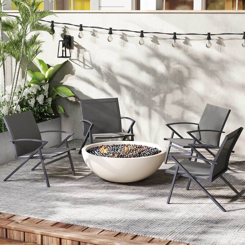 Costway Patio Chairs Set of 2/4 with Heavy Duty Metal Frame Curved