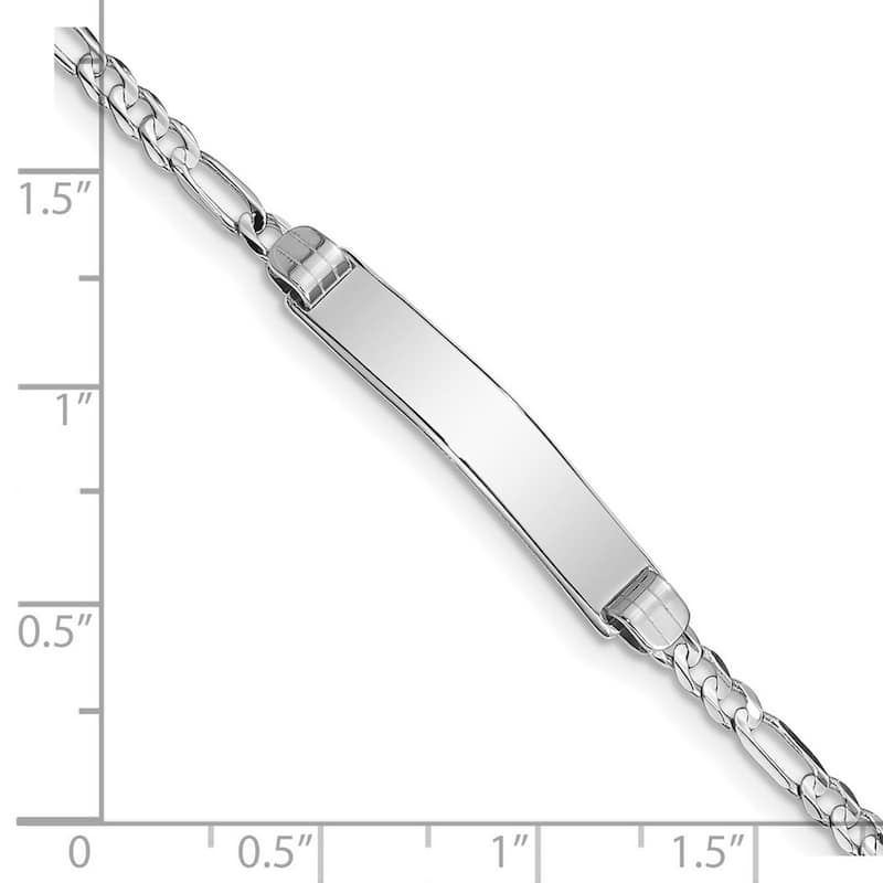 Curata 5.2mm 14k White Gold Engravable Figaro Link ID Bracelet