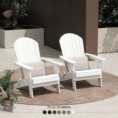 POLYTRENDS Vineyard HIPS Outdoor Folding Eco-Friendly All Weather Seashell Adirondack Chair (Set of 2)