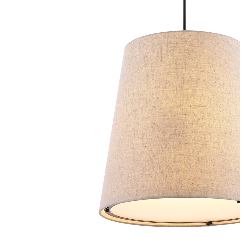 Oria 18" 1-Light Farmhouse Bohemian Iron LED Pendant, Oil Rubbed Bronze/Beige by JONATHAN Y