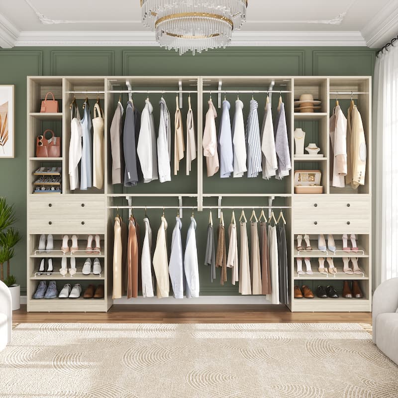 Grimm 5FT Small Closet System with Drawers, 60" Closet Organizer System with Reversible Hanging Shelving