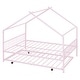 preview thumbnail 13 of 13, Metal Adorable House Full Size House Bed with Twin Size Trundle Bed,Kids and Baby