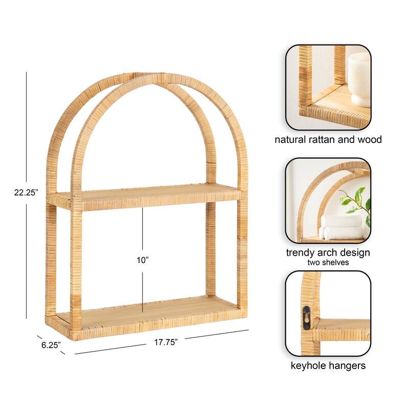 Kate and Laurel Rahmati Rattan Wall Shelf